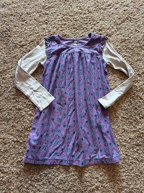 Tea Collection purple patterned long sleeve layered dress